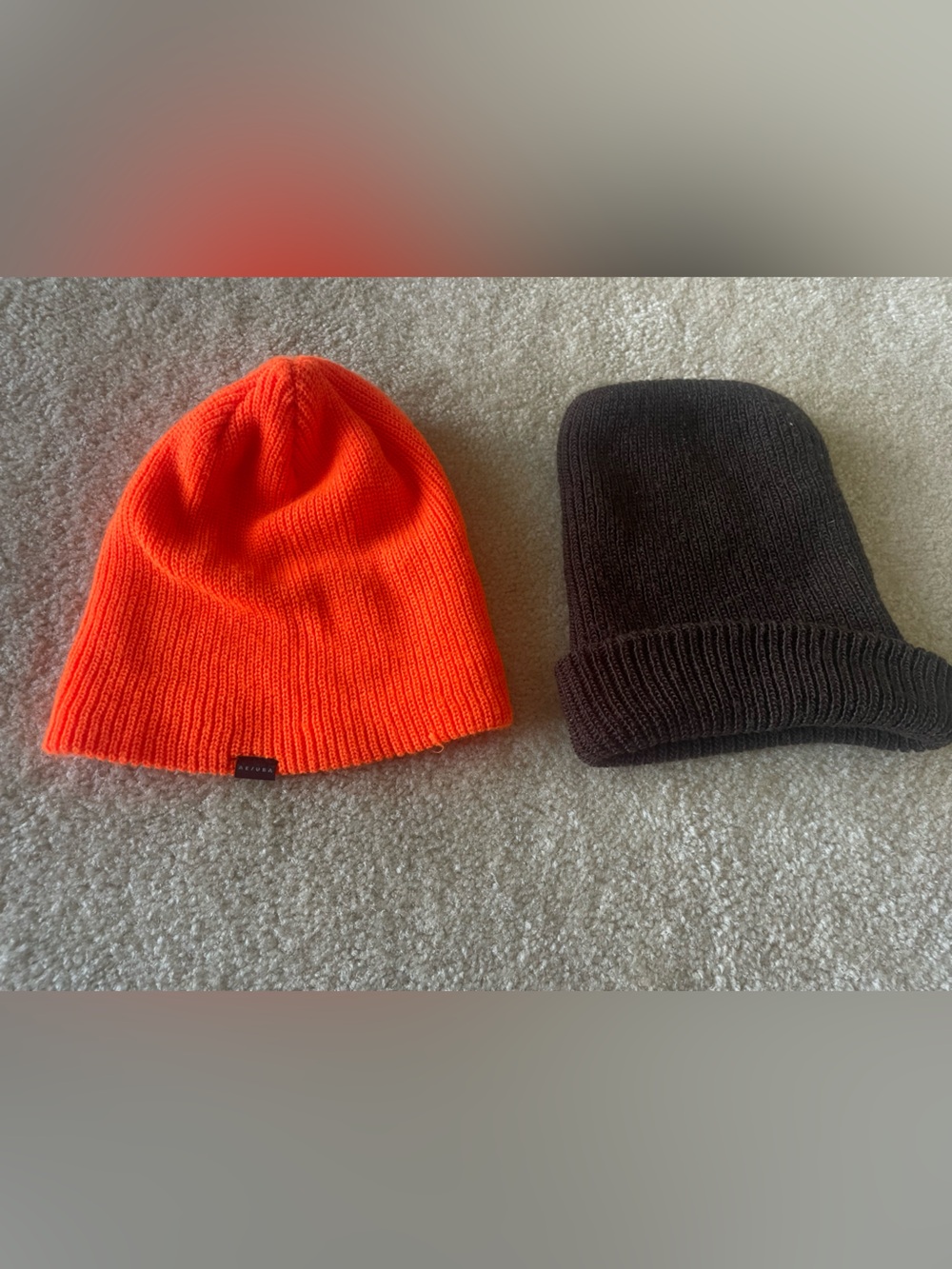 American Eagle Outfitters Orange Beanie and Brown Knit Beanie Set. Women OS